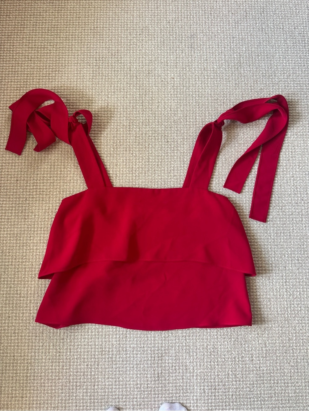 Amanda Uprichard Red Tie-Shoulder Layered Camisole